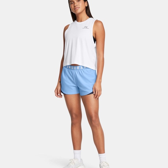 NEW Under Armour Women’s Play Up Shorts 3.0 Horizon Blue/Midnight Navy. Small. - Picture 5 of 8